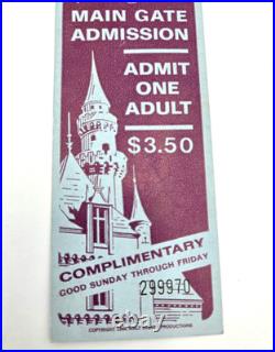 1966 Disneyland Complimentary Adult Main Gate Admission Tickets $3.50 Unused