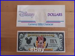 1993 $10 Minnie Disney Dollar with envelope. RARE. Theme park scene on reverse