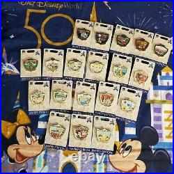 19 Pin LE Set! 2021 Walt Disney World WDW Park 50th Anniversary Attraction Crest