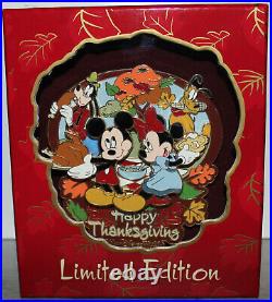 2007 Disney Happy Thanksgiving Mickey Minnie Goofy Pluto Feast Jumbo Le 500 Pin