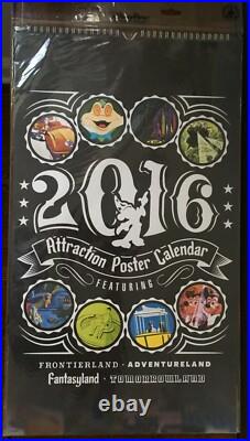 2016 Disney Theme Park Attraction Poster 12 Month Calendar 12 x 18 Art