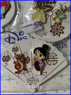 2019 Shanghai Disney Princess Pin Ariel Mulan Jasmine Cinderella Tiana LE800