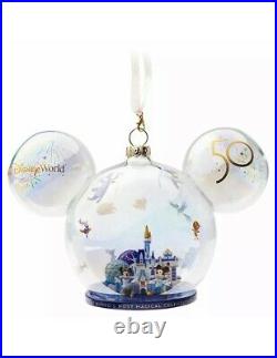 2021 Mickey Mouse Icon Glass Ornament Walt Disney World 50th Anniversary NEW