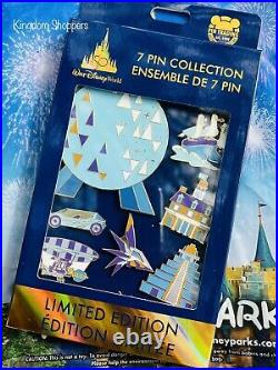 2022 Walt Disney World EPCOT 50th Anniversary 7 Pin Collection Box Set LE