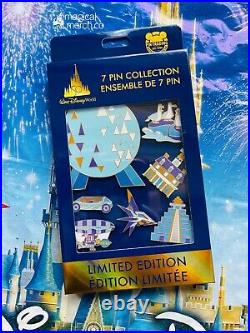 2022 Walt Disney World EPCOT 50th Anniversary 7 Pin Collection Box Set LE