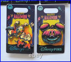 2023 Disney Parks Halloween Pumpkin Mickey Minnie Mouse Pin Set with Booster