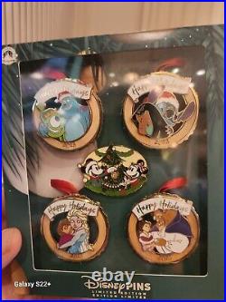 2023 Disney Parks Happy Holidays Christmas Ornament LE Pin Box Set Completer