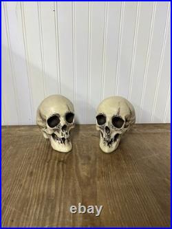 2 Vtg Walt Disney Skull Chalkware Decor Haunted Mansion Pirates Glows In Dark