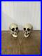 2 Vtg Walt Disney Skull Chalkware Decor Haunted Mansion Pirates Glows In Dark