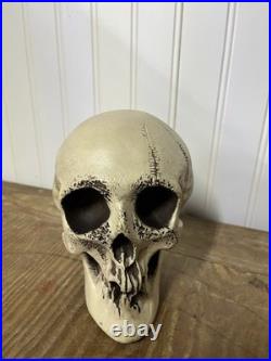 2 Vtg Walt Disney Skull Chalkware Decor Haunted Mansion Pirates Glows In Dark