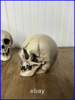 2 Vtg Walt Disney Skull Chalkware Decor Haunted Mansion Pirates Glows In Dark