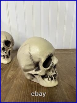 2 Vtg Walt Disney Skull Chalkware Decor Haunted Mansion Pirates Glows In Dark