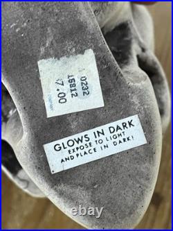 2 Vtg Walt Disney Skull Chalkware Decor Haunted Mansion Pirates Glows In Dark