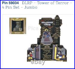 59034 Disney jumbo 4 pin Pin Disneyland Paris Tower Terror Stitch Limited LE 600