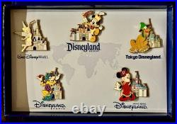 5 Pin Box Set Disney Parks Castle It All Started with Walt Event Pluto Tink Mickey