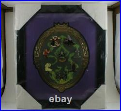 A3 Disney Framed 8 Pin Set Mirror Villains Hades Evil Queen of Hearts Chernabog