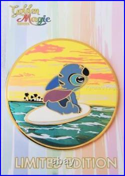 Acme Hotart Disney Golden Magic Stitch Surfing Sunset Pin Le 300