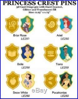 Authentic Disney WDI Princess Crest Hinged 11 Pin Set LE 250