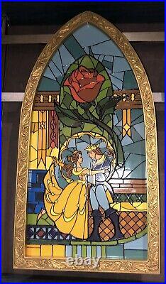 Beauty And The Beast Stained Glass Window Frame Art of Disney Theme Parks