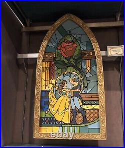 Beauty And The Beast Stained Glass Window Frame Art of Disney Theme Parks