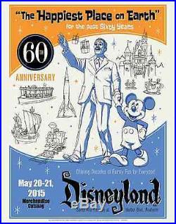 Disneyland Diamond 60th Anniversary Memorabilia Framed Le Pin Set Artist Signed