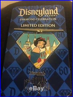 DISNEY 60TH DIAMOND Celebration AP Alice Snow White Yeti Dumbo Hinged 5 PINS