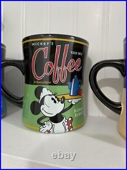 DISNEY Authentic Theme Park Mugs Coffee Cups Set of 4 Really Swell Mickey + 3