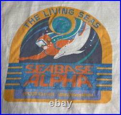 DISNEY Epcot Center The Living Seas Seabase Alpha Shirt Vtg Sz L 80s 90s White