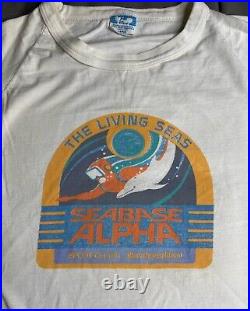 DISNEY Epcot Center The Living Seas Seabase Alpha Shirt Vtg Sz L 80s 90s White