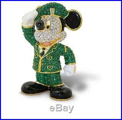 DISNEY PARKS Army Mickey Mouse Figurine by Arribas Jeweled WDW NEW
