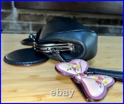 DISNEY X COACH Black Leather WRISTLET / clutch purse MINNIE MOUSE THEME