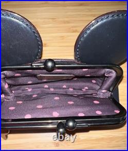 DISNEY X COACH Black Leather WRISTLET / clutch purse MINNIE MOUSE THEME