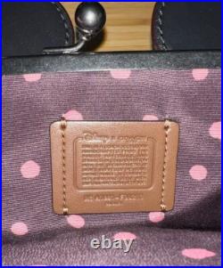 DISNEY X COACH Black Leather WRISTLET / clutch purse MINNIE MOUSE THEME