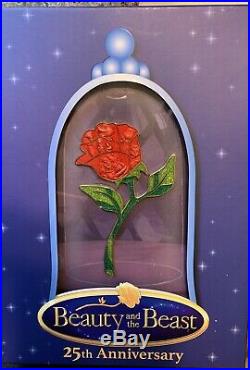 Disney 25th Anniversary Jumbo Rose Beauty & the Beast WDI Pin LE 150 Rare HTF