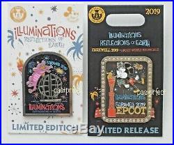 Disney 2 Pins Epcot Illumination Farewell Passholder LE Figment & LR Mickey 2019