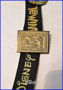 Disney Animal Kingdom Lodge First Guest 5 Pin Set with Lanyard VERY RARE -2001