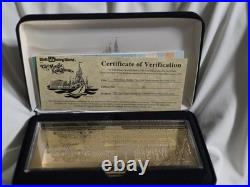 Disney Art of Disney Theme Parks 24k Gold Plated Opening Day Ticket with Box COA
