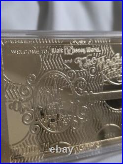 Disney Art of Disney Theme Parks 24k Gold Plated Opening Day Ticket with Box COA