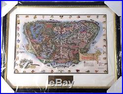 Disney Auctions Disneyland 50th Framed Map & Pins Gold Edition LE 50 RARE