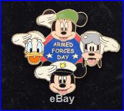 Disney Auctions LE 100 Pin Jumbo Armed Forces Day Military Salute Mickey Goofy