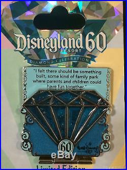 Disney BLUE DIAMOND WALT QUOTE 60th Anniversary Countdown Series LE 3000 Pin