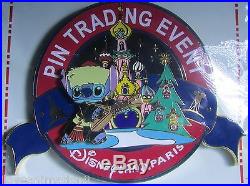 Disney DLP Christmas Pin-Doll Party Pin Trading Event Paris Stitch Jumbo Pin