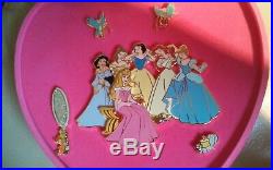 Disney DLR Pink Velvet Heart Princesses 5 Pin Box Set