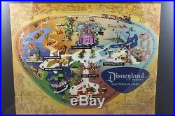 Disney Disneyland Five Original Lands Park Map Framed Pin Set 50th Anniversary