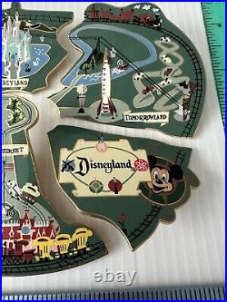 Disney Disneyland Park Atlas Lands Map Puzzle Piece Cast Jumbo LE Pin Set