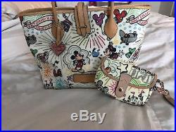Disney Dooney And Bourke Theme Park Sketch Tote with wristlet