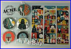 Disney HK Acme HotArt STAR WARS Trilogy 5 Pin & Litho LE 250 Darth Vader Luke