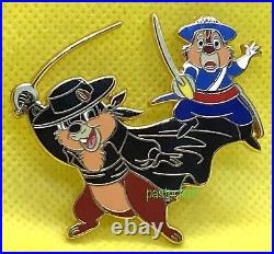 Disney LE 250 Pin Rare Chip as Zorro Dale Army Officer Swords 1.7 2006 on Card