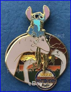 Disney LE Pin Stitch on Dinosaur Universe of Energy Epcot Adventure of Discovery