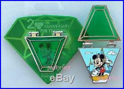 Disney LE Pin Trading 20th Anniversary Mickey Emerald Green Countdown #1 2020